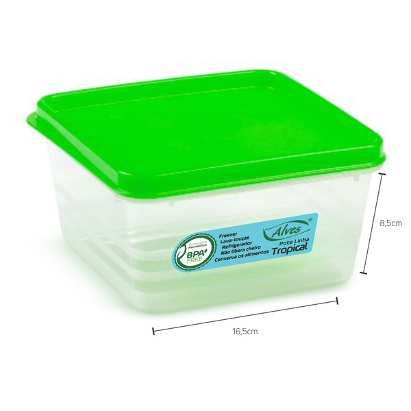 pote Pote Quadrado Hermético 1,5 litros Tropical - Alves Plastic l ModoMix