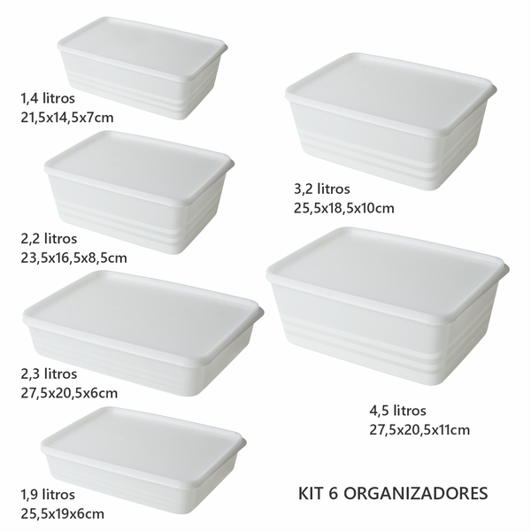 Kit Organizador Hermético 6 peças - Alves Plastic l ModoMix Kit Organizador Hermético 6 peças - Alves Plastic l ModoMix